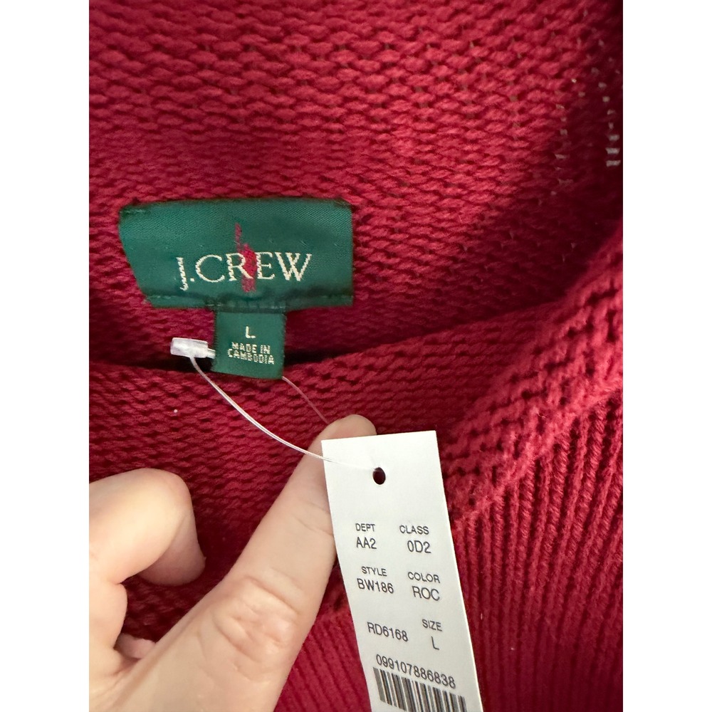 J.Crew Mens Maroon Cotton Mock Roll Neck Shaker Stitch Sweater Size L NWT Heavy - Picture 4 of 9